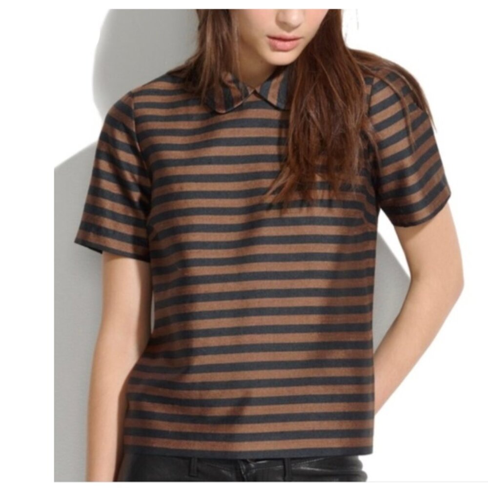 Madewell Brown and Black Striped Blouse
